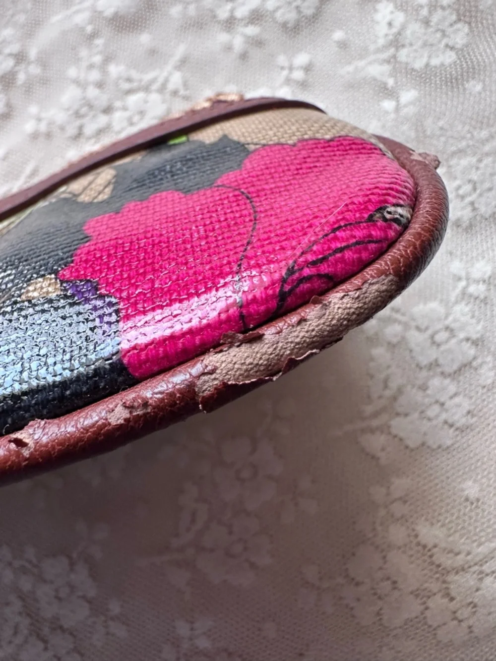 Sakroots ⚠️ Floral Wristlet Coin Purse - Brown & Pink 7 x 4 1/2 READ BELOW ⚠️